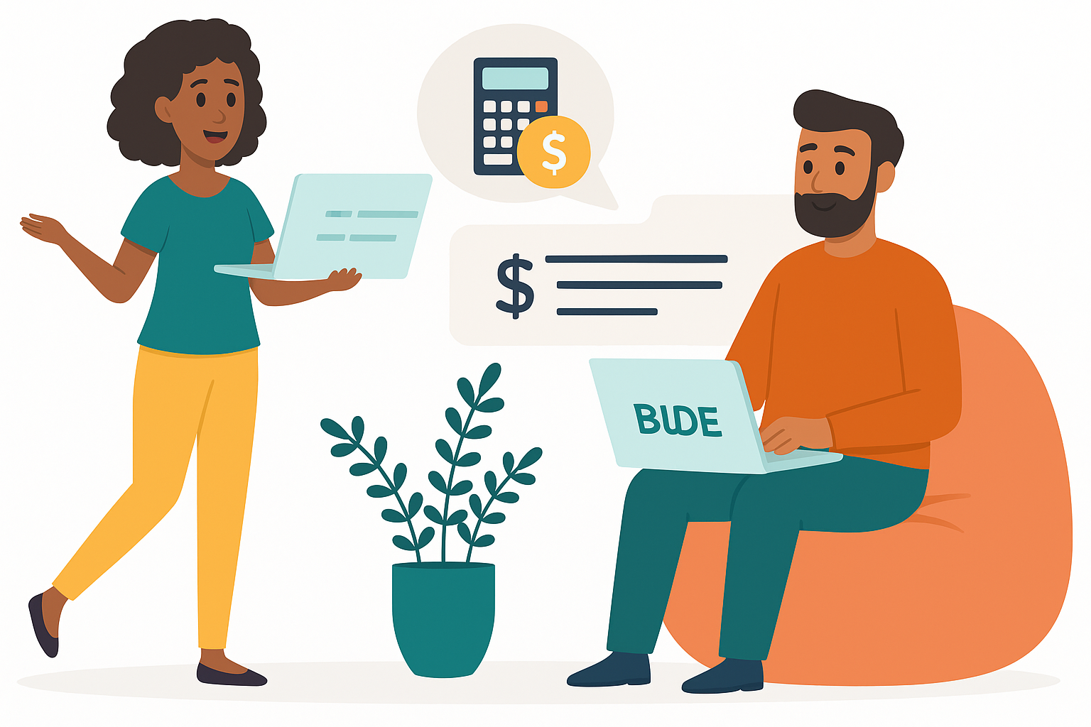 dos personals hablando de precios en una agencia seo